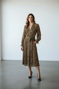 J. Crew Leopardenmuster Kurzarm Button-Down Kleid Damengröße 8 - Bild 1 von 5