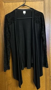 A. Moon Women's Open Front Black Top Cardigan Size L NWOT - Picture 1 of 4