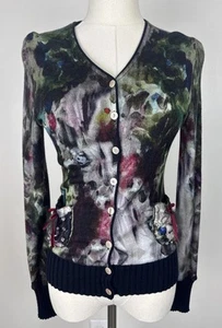 Tricot Chic US 6 Whimsigoth Cardigan Unikat Alt Italy Federn Perlen detailliert - Bild 1 von 15