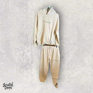 MYEAHH Men's Hoodie Sweatpants Set Size Large Beige USA Cotton Casual Loungewear - Picture 1 of 6