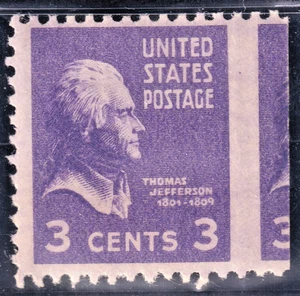MINT NEVER HINGED US #807 SINGLE WITH VERTICAL GUTTER  & CUT AWAY AT NEXT STAMP - Picture 1 of 1