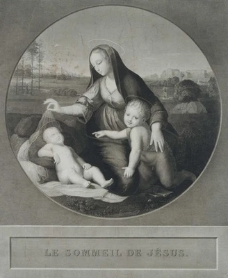 MARTINET (*1806) nach RAFFAEL (*1483), 'Le sommeil de Jésus',  1853, Sst. - Bild 1 von 4