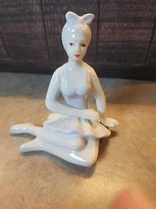Vintage Lladro Stil Figur Balletttänzerin Ballerina sitzend Porzellan Mädchen - Bild 1 von 8