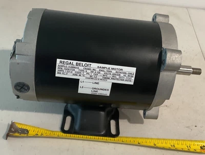 Electric Motor  1/8 HP  1750 rpm  220/ 230 VAC Regal Beloit  1 PH 56J TENV - Image 1 of 4