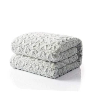 Faux Fur Sherpa Throw Bluish Super Soft Warm Blanket 63x87 White, Grey - Picture 1 of 8