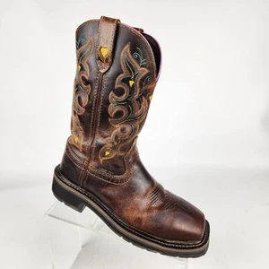 Justin Sunney Womens Work Boots Brown Square Composite Toe Size 6.5 WKL4664 - Picture 1 of 10