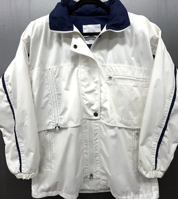 Chaqueta De Colección London Niebla Hombres M Blanca Cortavientos Cremallera Completa Capucha Bolsillo Abrigo Náutico Foto 1 de 4