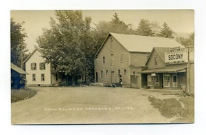 West Enosburg VT, Wesley L. Ovitt Socony, bomba de gas, postal RPPC - Imagen 1 de 2