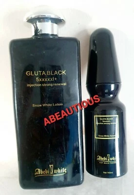 Abebi White Gluta Black Strong Renewal Snow White Lotion 500ml & Serum 140ml