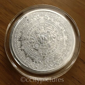 2 oz GSM Aztec Mayan Calendar 999 BU Silver Round in Capsule - Picture 1 of 2