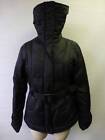 Womens Apt 9 Black Zip Belted Down Feathers Jacket Coat Sz Small Huge Neck Clean