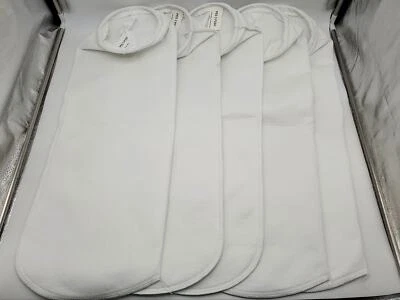 5x Liquid Filter Sock Bags 3 Micron 30" x 11-5/8" Sewn 6-5/8"ID Flange Water Gas - Image 1 of 4