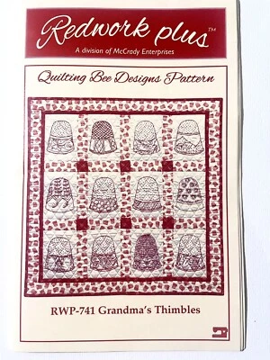 Patrón bordado diseños abeja acolchado de dedales de abuela Redwork Plus Foto 1 de 2