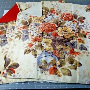 70s 80s VTG 2 Set Couch Pillows Floral Flowers Retro Velour EMPTY FLAT OPENED - Picture 1 of 12