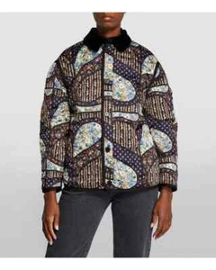 450$ Sandro Reversible Floral Puffer Jacket in Black size 36 - Picture 1 of 17