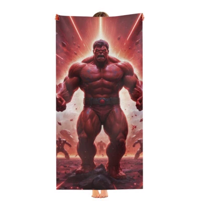 Toalla de playa Red Hulk microfibra secado rápido 30"x60" regalo de cumpleaños Foto 1 de 4