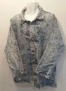 VINTAGE CLIQUE BLUE ACID WASH DENIM BUTTON JACKET GRUNGE UNISEX SEE MEASUREMENTS - Picture 1 of 11