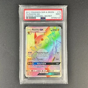 Pokemon Card PSA Mint 9 Raichu GX 75/73 Shining Legends Secret Rare - Picture 1 of 2