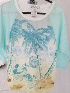 NEW Disney Parks Mickey Minnie Mouse BEACH SURF TSHIRT SIZE MEDIUM - Picture 1 of 4