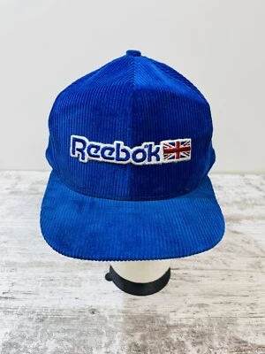 Vintage Medium Blue Corduroy Embroidered White Reebok Adjustable Back Adult Cap - Image 1 of 4