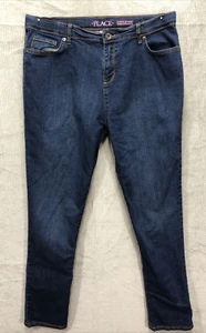 Children’s Place Girls Denim Jeans Size 18 Super Skinny Dark Wash Light Distress - Picture 1 of 13