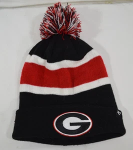 UGA Georgia Bulldogs ‘47 Brand Pom Beanie Hat Black and Red T48 - Picture 1 of 6