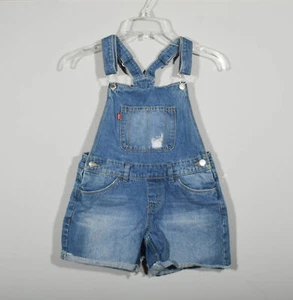 Girl's Levi's Shortall Distressed Bib Front Short Overalls Sz 12 - Picture 1 of 4