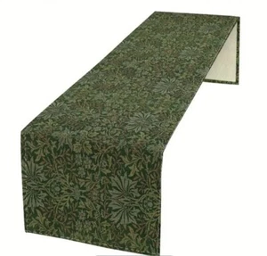 William Morris "FLOWER GARDEN" Design Table Runner, 180x30cm, Green Background - Picture 1 of 5
