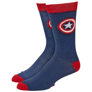 Captain America Classic Shield Symbol Crew Socks Blue - Picture 1 of 6