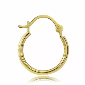 Pendientes de aro redondos para niños de 14 k 2 mm, 12 mm de diámetro amarillo y blanco, - Imagen 1 de 9