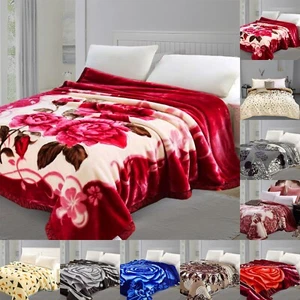 Heavy Weight 2 PLY Soft Warm Blanket Reversible Bed Throw King Size Comforter - Picture 1 of 25