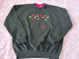 Coolwater Creations Embroidery Leaves Crew Neck Pullover Vtg Size Large - Picture 1 of 13