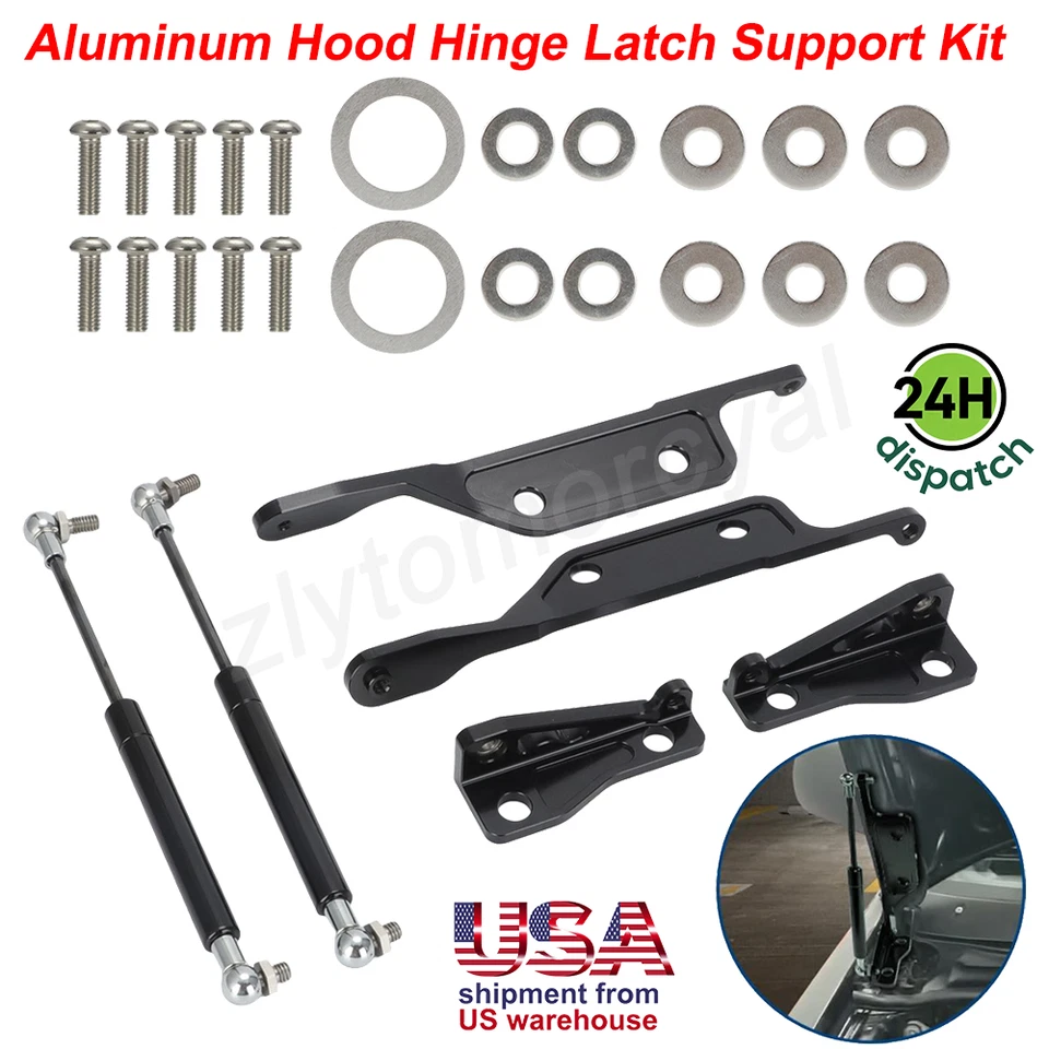 For Honda Civic CRX 1988-1991 EF Billet Aluminum Gas Hood Hinge Latch Support US Foto 1 de 4