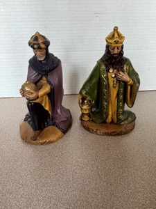 Vintage HOLLAND MOLD Two (2)Nativity Wise Men Figures Painted Replacement BR NS - Picture 1 of 8