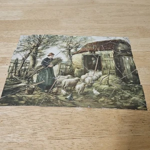 Rompecabezas antiguo cortado a mano - NIC LENZ 'Granja de ovejas' (12" X 8,5") 24 piezas - ¡DIFÍCIL! - Imagen 1 de 7