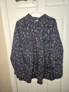 Croft & Barrow Women's Plus Size Blue Paisley Button-Front Shirt/ SIZE 3X - Picture 1 of 8