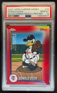 2025 Topps Chrome Disney Donald MLB Home Jersey Red Refractor #5/5 PSA 10 - Picture 1 of 2