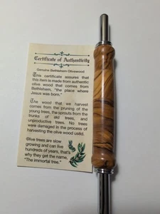 # 13 Handmade Hand Turned Olive Wood From Bethlehem Seam Ripper Chrome Trim With - Picture 1 of 7