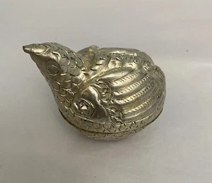 Antique Cambodian Silver Plated Repousse Small Betel Nut Box Bird 2.5"Lx2.25"H - Picture 1 of 4