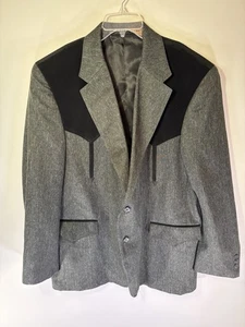 Chaqueta Blazer Circle S Western Para Hombre Talla 50R Negro Gris Abrigo Deportivo Vaquero Rodeo - Imagen 1 de 12