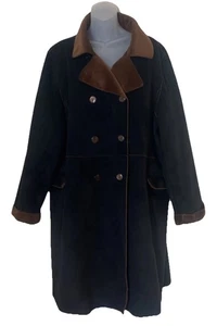 BERNARDO Black/Brown Washable Faux Suede Double Breasted Coat Size 2X NWOT - Picture 1 of 7
