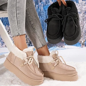 Botas de Nieve Forradas de Vellón Parte Inferior Gruesa Para Mujer Piel Integradas Informales Algodón Acolchadas - Imagen 1 de 7