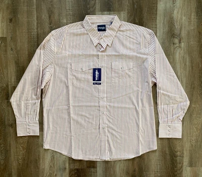 WRANGLER new Maroon Striped Pearl Snap Western Shirt~Men's Size 3XB~l/s~NWT~3XL~ - Image 1 of 4