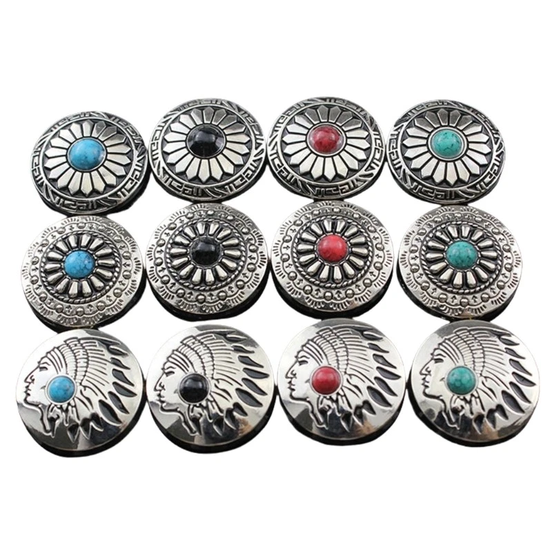 5 Pcs Imitation Turquoise Buttons Leather Decorative Buttons Flower Buttons - Image 1 of 4