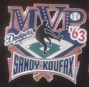 LOS ANGELES DODGERS SANDY KOUFAX #32 1963 MVP Lapel Pin - Picture 1 of 1