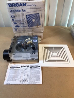 BROAN 671 BATHROOM VENTILATION FAN ECONOMY 3” INCH DUCT NEW IN BOX, 70 CFM OEM - Image 1 of 4