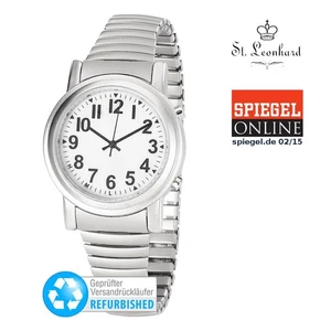 St. Leonhard Sprechende Seniorenuhr mit Funk & Solar, silber (Versandrückläufer) - Bild 1 von 3