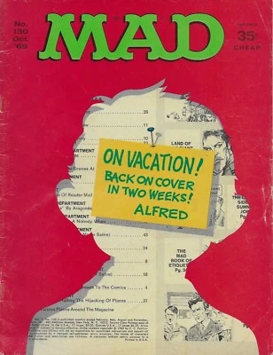 MAD Magazine #130 Oct 69 October 1969 "On Vacation" Cover Vintage Collectible - Image 1 of 4
