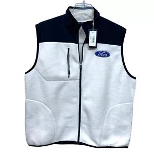 XL FORD Unisex Mens WomenS vest White blue Fleece pockets SALESPERSON DEALERSHIP - Picture 1 of 11