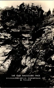 Lot of 2 RPPC Postcard Old Smugglers Notch Face Sign Notch Cambridge VT Creepy - Picture 1 of 5